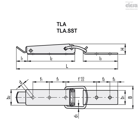 Elesa Hook clamps, TLAS.SST-30/193.5+R TLA.